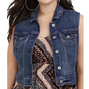 Torrid Size 1X Denim Vest Excellent Condition Blue Jean Vest Distressed